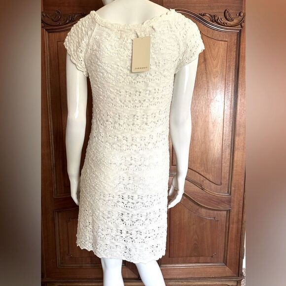 Zara Crochet Dress Cream Open Weave Dress Size S • NEW WITH TAGS • - Picture 3 of 9